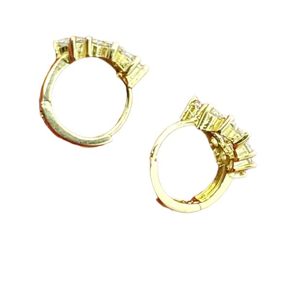 14k REAL GOLD Fancy Heart CZ Earrings - Picture 9 of 12